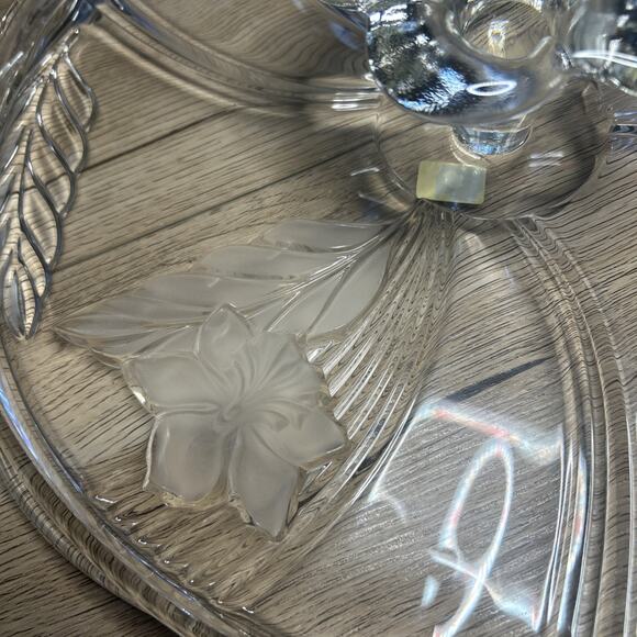 Vintage Mikasa Satin Orchid Footed Cake Plate Serving Platter 14.5 Frosted Glass - Picture 6 of 8